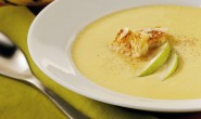 Roasted Pear and Squash Soup with Parmesan Croutons