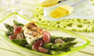Grilled Asparagus, Grapes and Haloumi with Lemon Vinaigrette