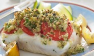 Roast Halibut with Tomatoes and Lemon Crumbs