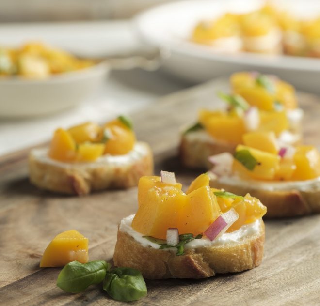 Peach and Goat Cheese Bruschetta Toasts