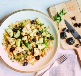 Pan-Roasted Cauliflower and Chickpeas with Prunes and Almonds