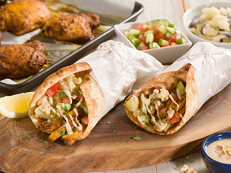 Shawarma de poulet sur plaque